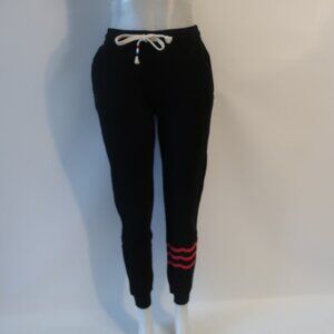 NWT Womens Sol Angeles Black, Pink Waves Jogger Sweatpants S